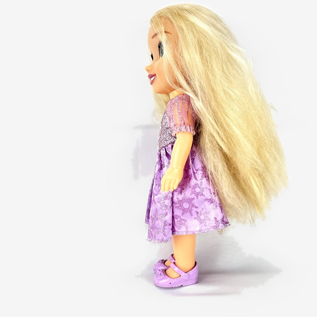 Jakks Pacific Disney Princess Rapunzel 13-inch toddler vinyl doll in purple glitter dress