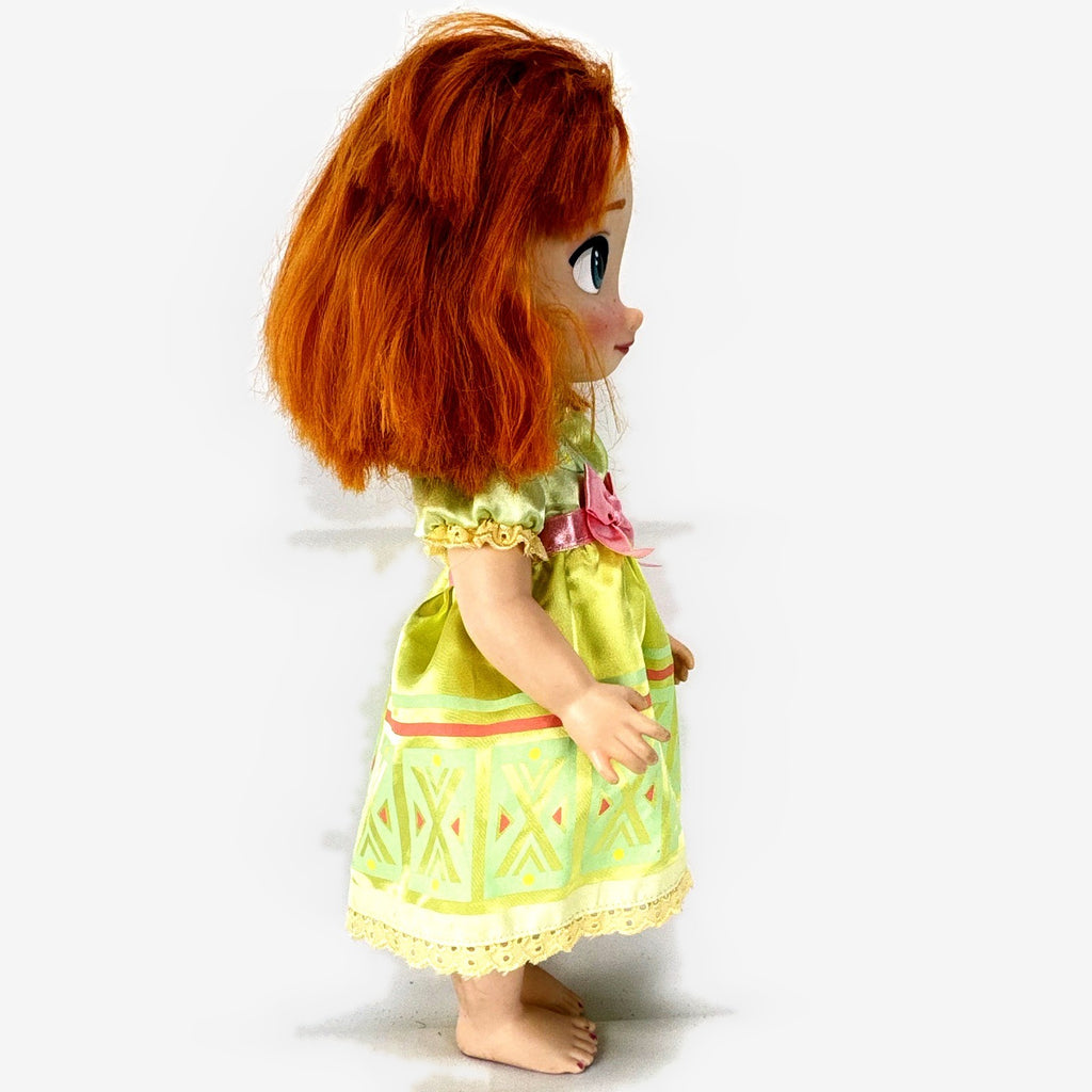 Disney Store Frozen Animators' Collection 16-inch Anna toddler doll in green dress with rooted red hair