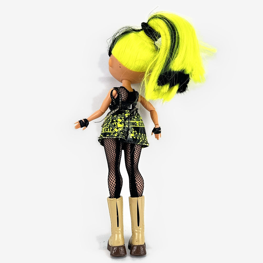 MGA L.O.L. Surprise! OMG Remix Bhad Gurl 10-inch fashion doll with neon yellow hair and caution tape outfit