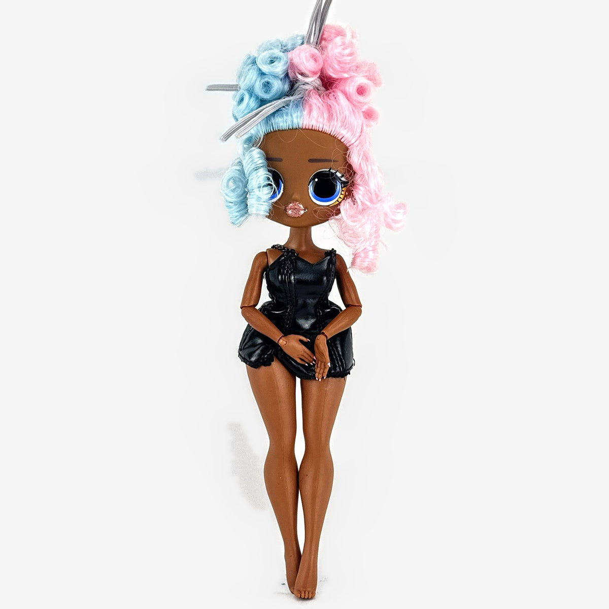 MGA L.O.L. Surprise! OMG Miss Royale 10-inch articulated doll with split pink and blue curls in a black corset dress