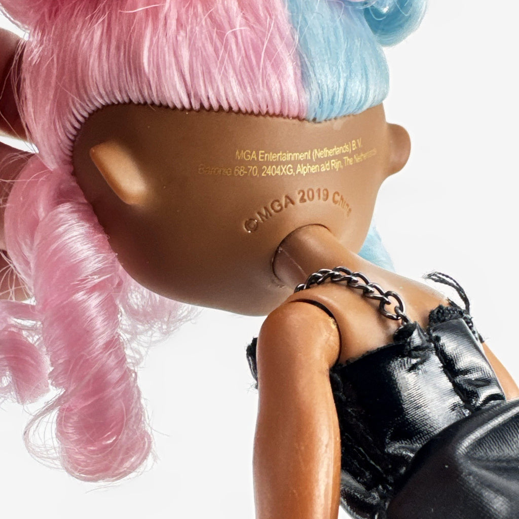 MGA L.O.L. Surprise! OMG Miss Royale 10-inch articulated doll with split pink and blue curls in a black corset dress