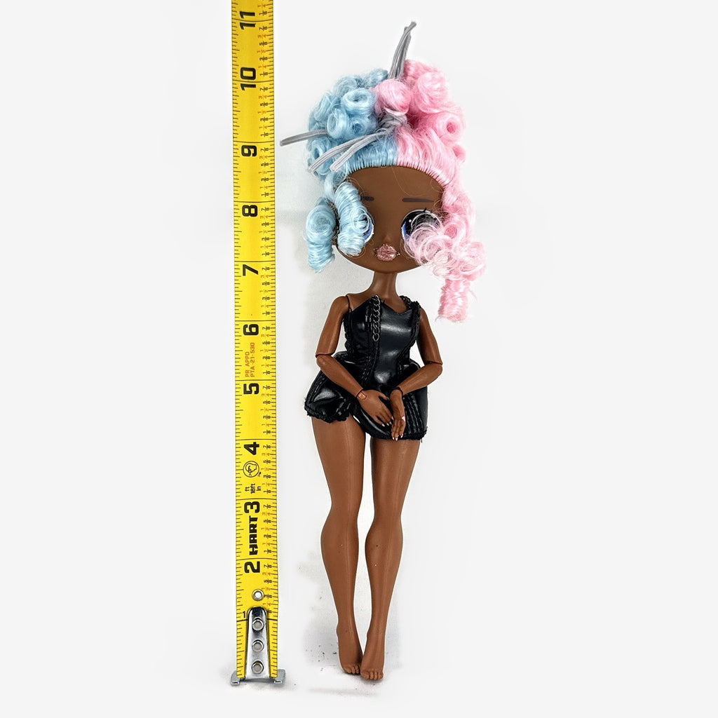 MGA L.O.L. Surprise! OMG Miss Royale 10-inch articulated doll with split pink and blue curls in a black corset dress