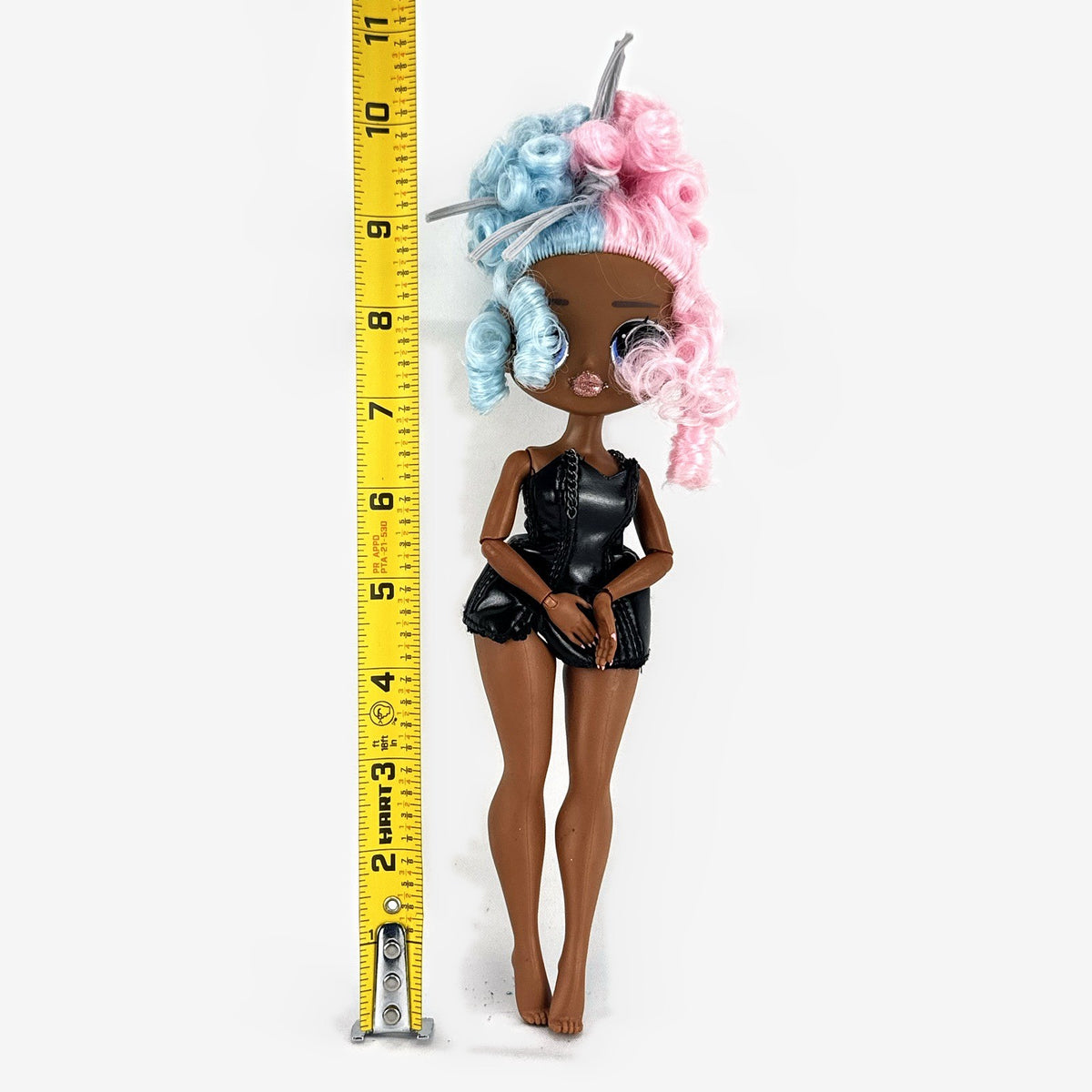 MGA L.O.L. Surprise! OMG Miss Royale 10-inch articulated doll with split pink and blue curls in a black corset dress