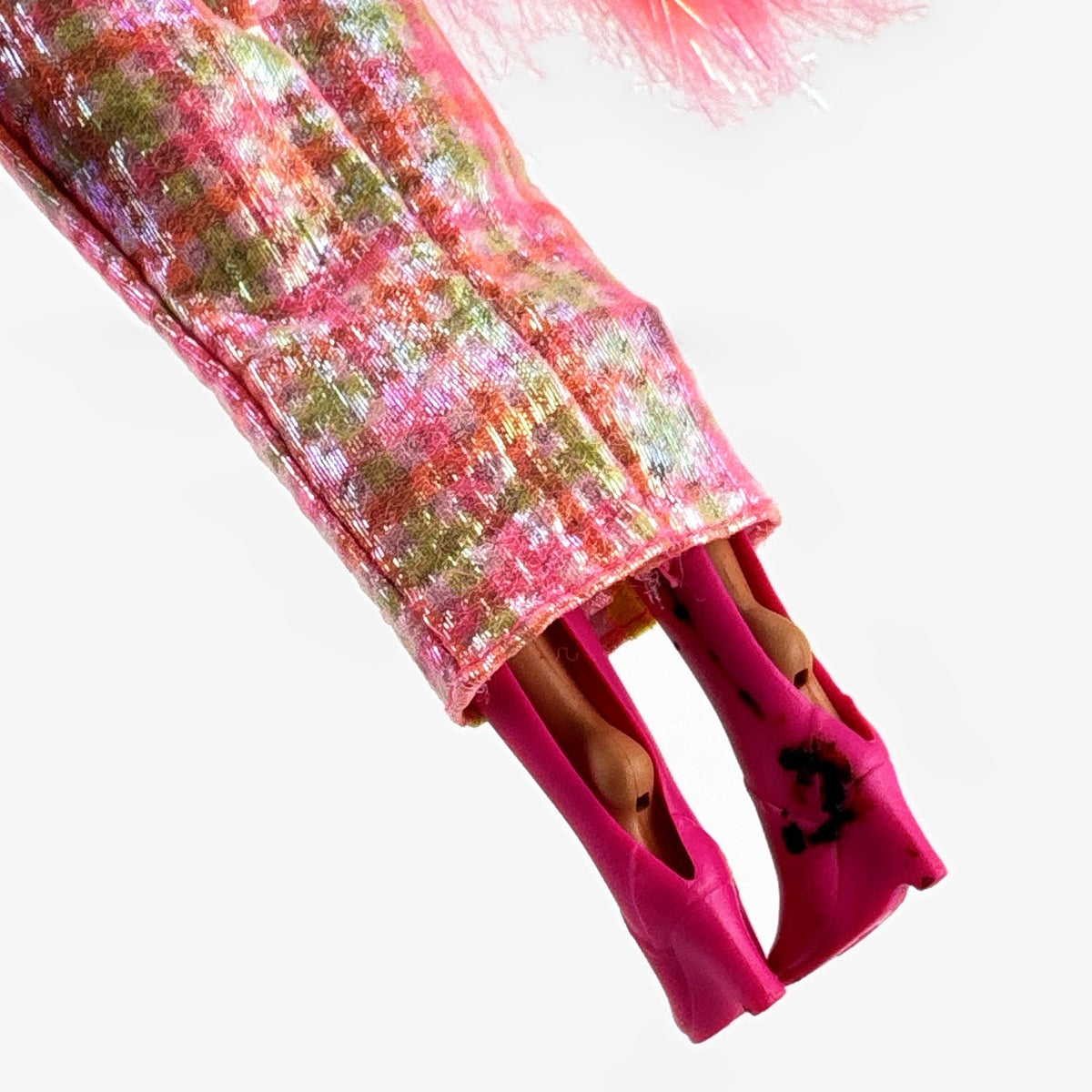 MGA L.O.L. Surprise! O.M.G. Lights Dazzle 10-inch doll in neon two-piece outfit with pink wedge boots