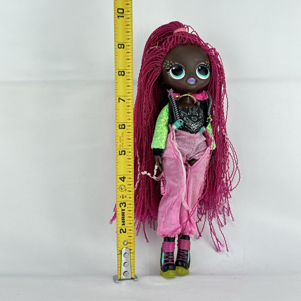 MGA LOL Surprise OMG Virtuelle 10-inch fashion doll with long neon pink micro-braided hair and dance outfit