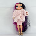 MGA L.O.L. Surprise! OMG Spirit Queen fashion doll with two-tone pink and black hair in a pink faux-fur coat