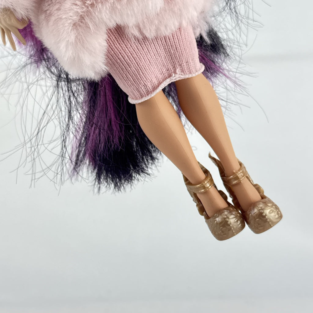 MGA L.O.L. Surprise! OMG Spirit Queen fashion doll with two-tone pink and black hair in a pink faux-fur coat