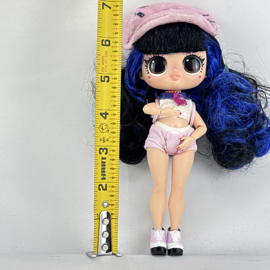 MGA L.O.L. Surprise Tweens Series 2 Aya Cherry fashion doll with blue hair, beret, and backpack