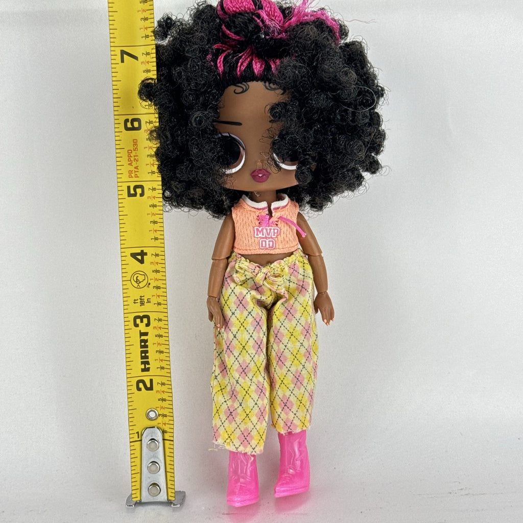 MGA Entertainment L.O.L. Surprise! Tweens Hoops Cutie 6-inch doll in argyle pants and pink boots with textured afro