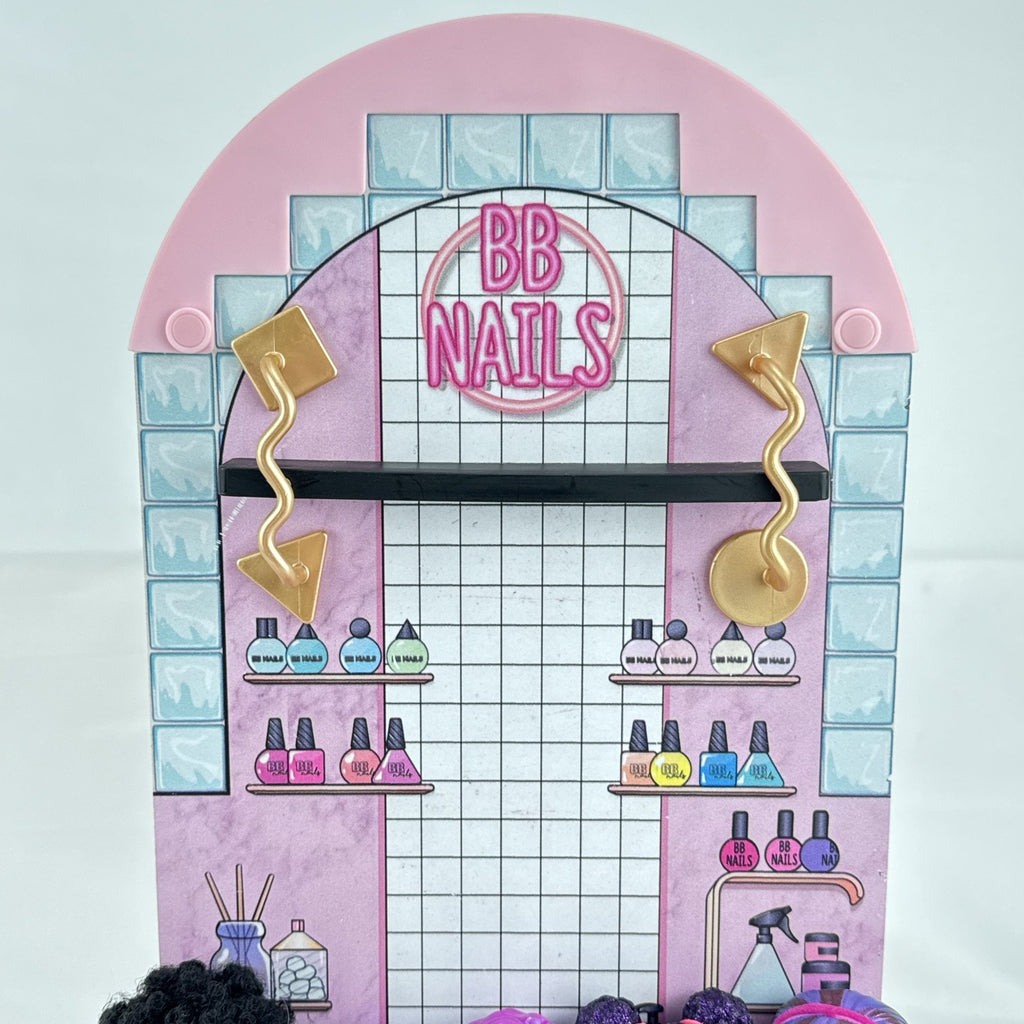 MGA L.O.L. Surprise stage playset featuring a pink arched backdrop, checkered floor, five mini dolls, and two pets