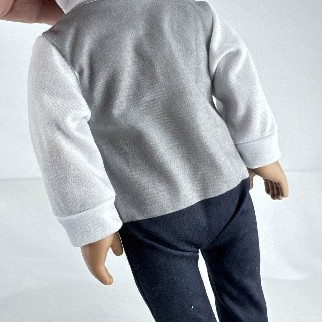 Cititoy 18-inch boy doll with green eyes wearing a knit beanie and argyle vest outfit