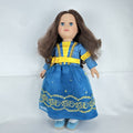 Cititoy 18-inch girl doll with wavy brown hair, blue highlight streak, and royal blue princess gown.