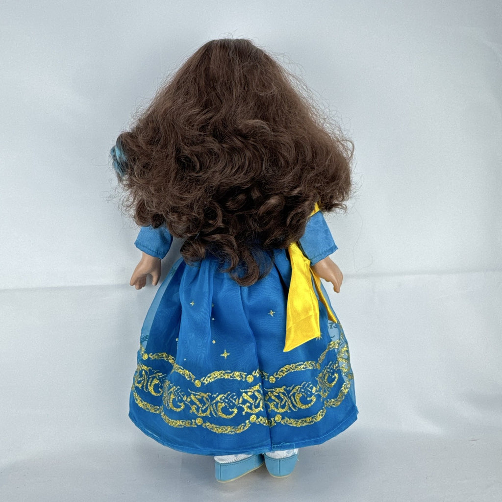 Cititoy 18-inch girl doll with wavy brown hair, blue highlight streak, and royal blue princess gown.