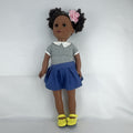 Cititoy 18-inch vinyl African American girl doll wearing grey shirt, blue skirt, and yellow shoes