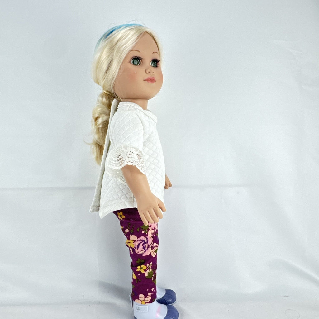 Cititoy 18-inch vinyl girl doll with curly blonde hair, blue highlights, green eyes, and floral outfit