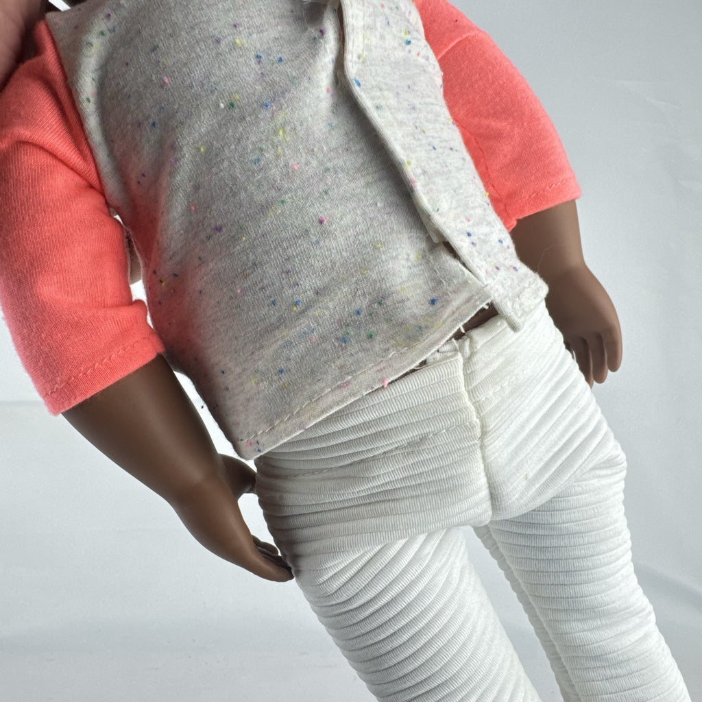Battat Our Generation 18-inch African American doll with curly dark brown hair wearing a star shirt and white pants