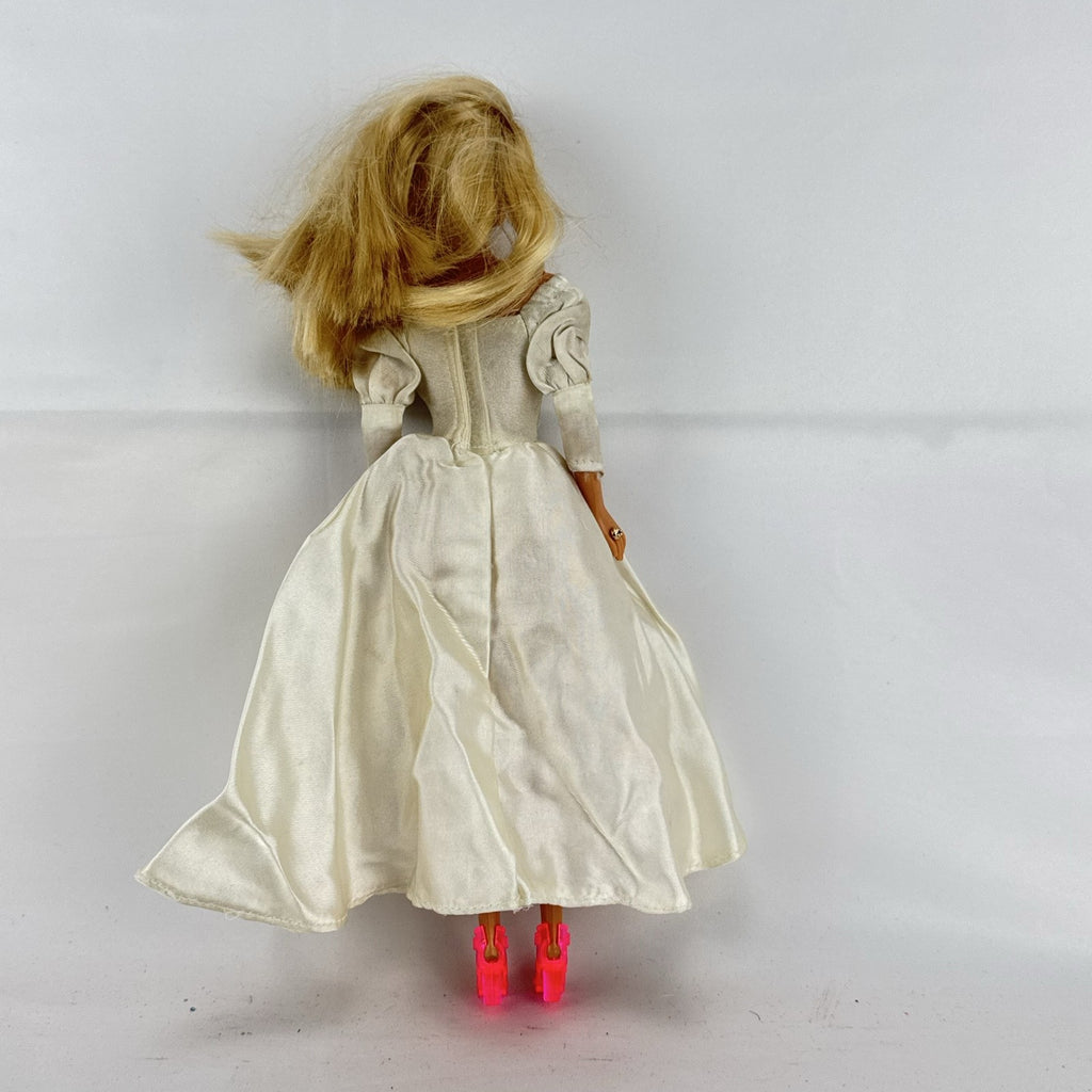 1998 Mattel Barbie doll in white satin and lace bridal wedding gown with blonde hair