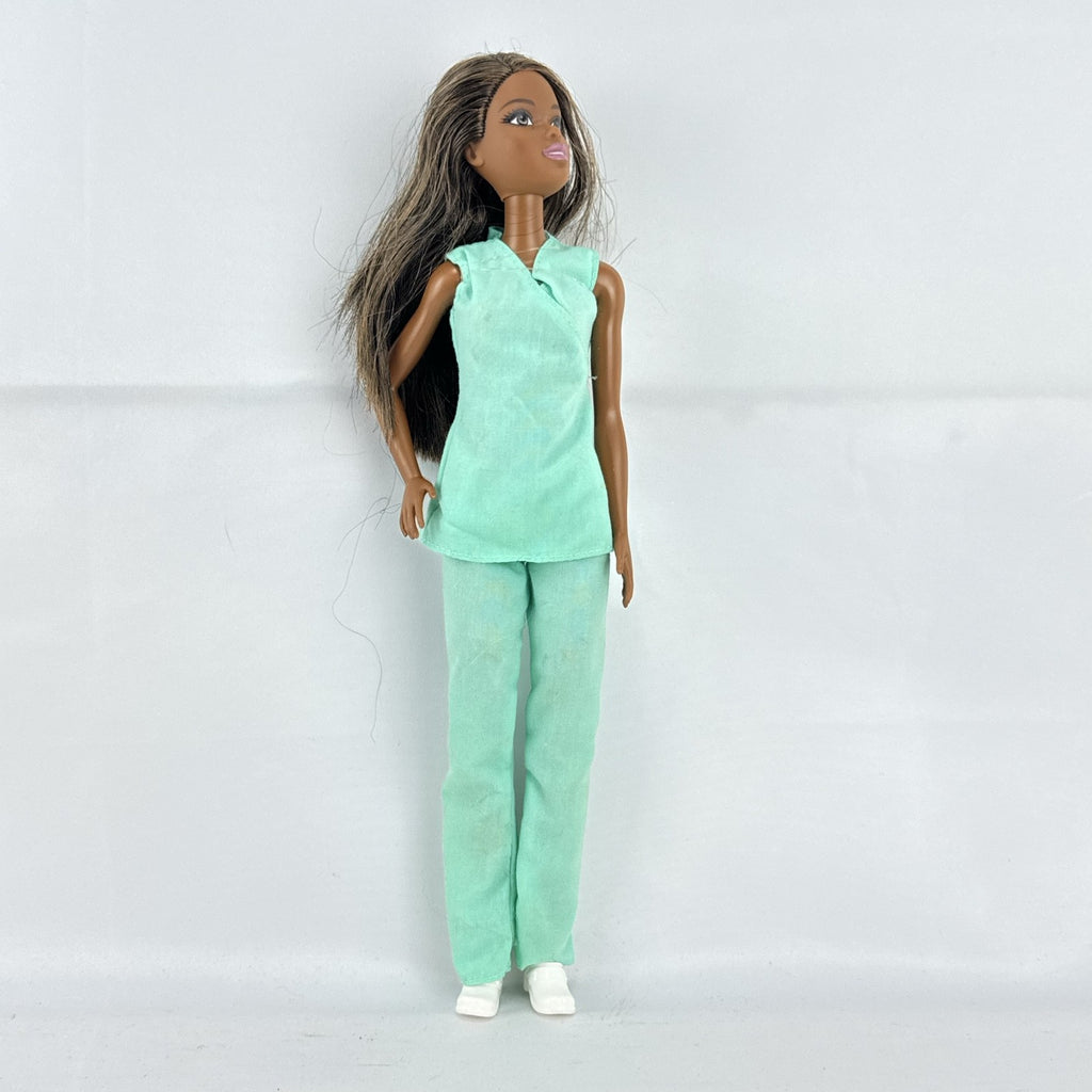 Mattel Barbie Careers African American healthcare doll wearing mint green scrubs and white clogs
