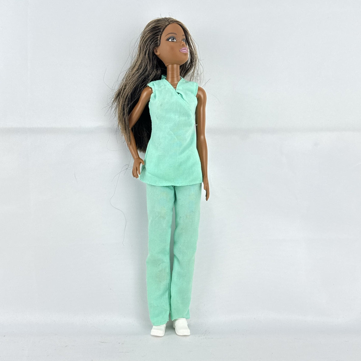 Mattel Barbie Careers African American healthcare doll wearing mint green scrubs and white clogs