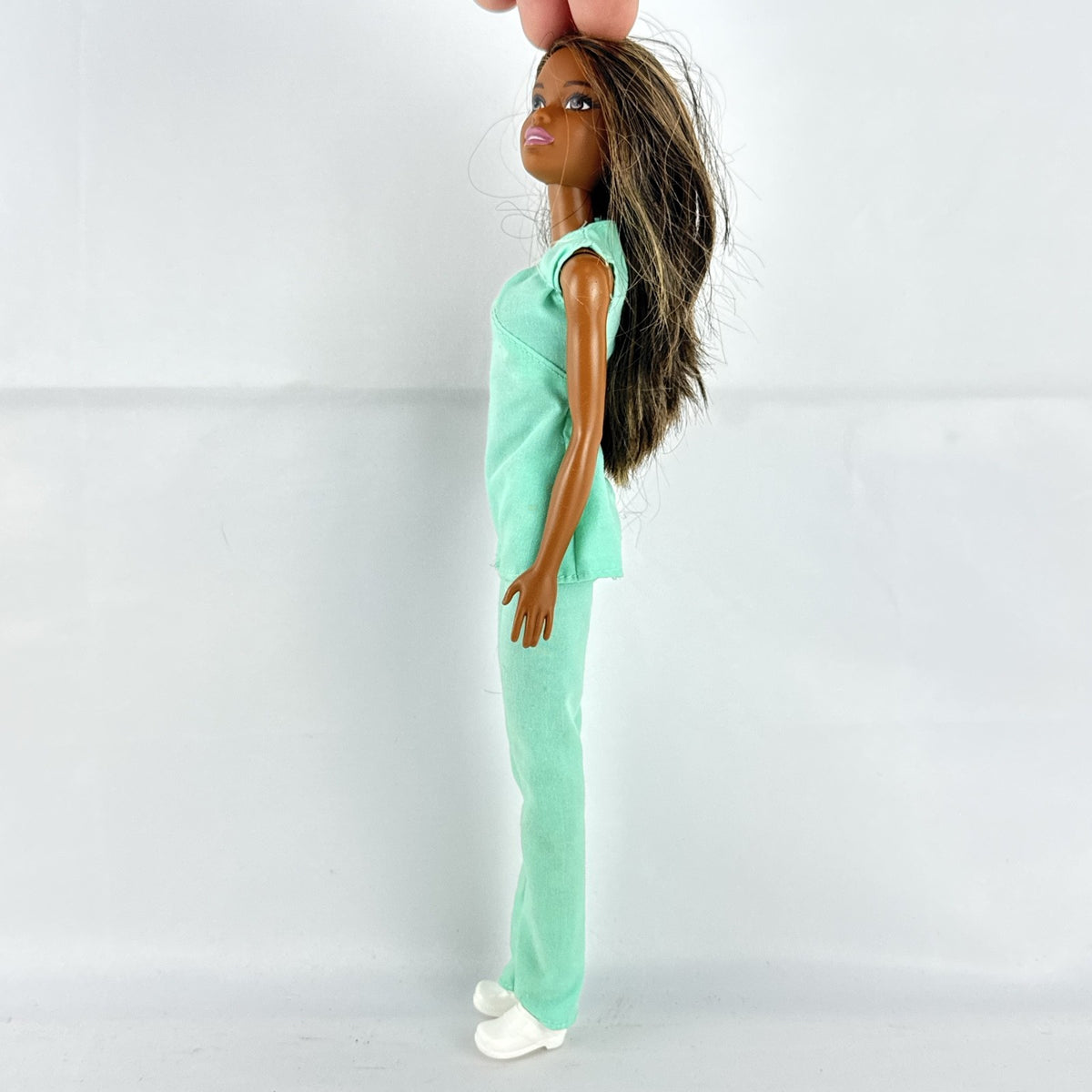 Mattel Barbie Careers African American healthcare doll wearing mint green scrubs and white clogs