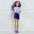 Mattel Barbie Skipper Babysitters Inc doll with purple streaked hair, blue gingham top, and shorts