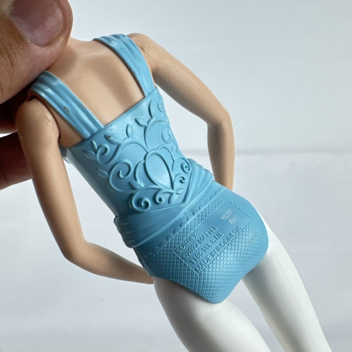 Mattel 2022 Disney Princess Cinderella ballerina fashion doll in molded blue leotard
