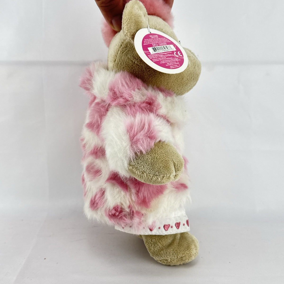 Starbucks 2006 Valentine Bearista plush bear wearing a pink faux fur coat and beret