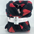 Victoria's Secret women's short plush fleece robe in black with red heart print, size XL/XXL