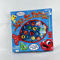 Pressman Let's Go Fishin' motorized action board game in original box with 21 fish and 4 poles