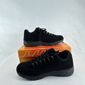 Lugz Express men's low-top sneakers in all-black faux suede, size 9.5