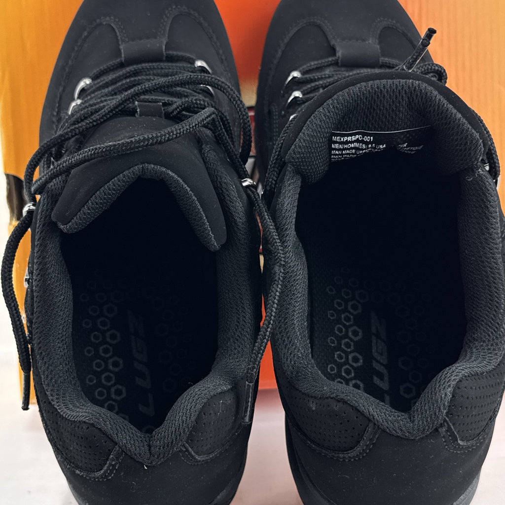 Lugz Express men's low-top sneakers in all-black faux suede, size 9.5