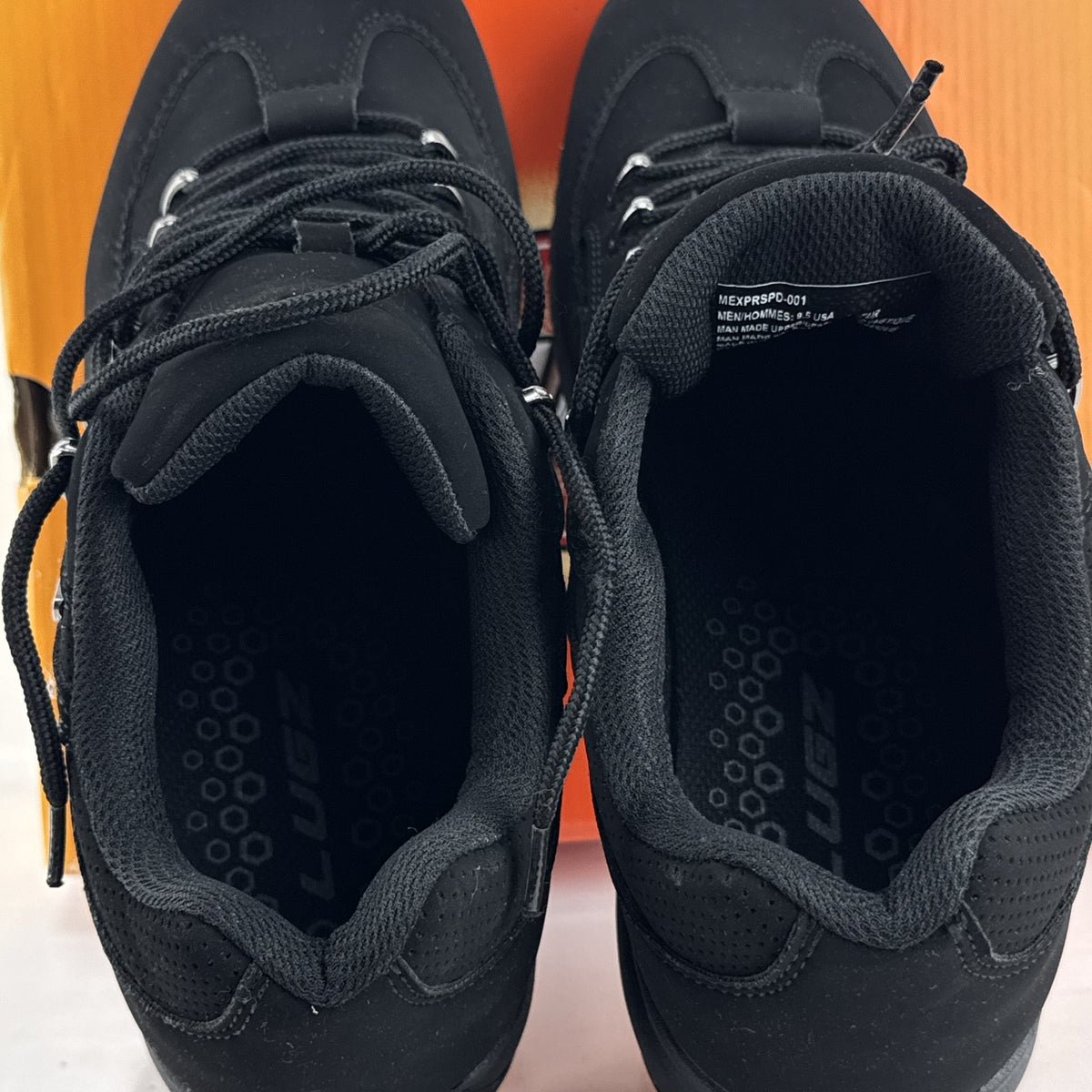 Lugz Express men's low-top sneakers in all-black faux suede, size 9.5