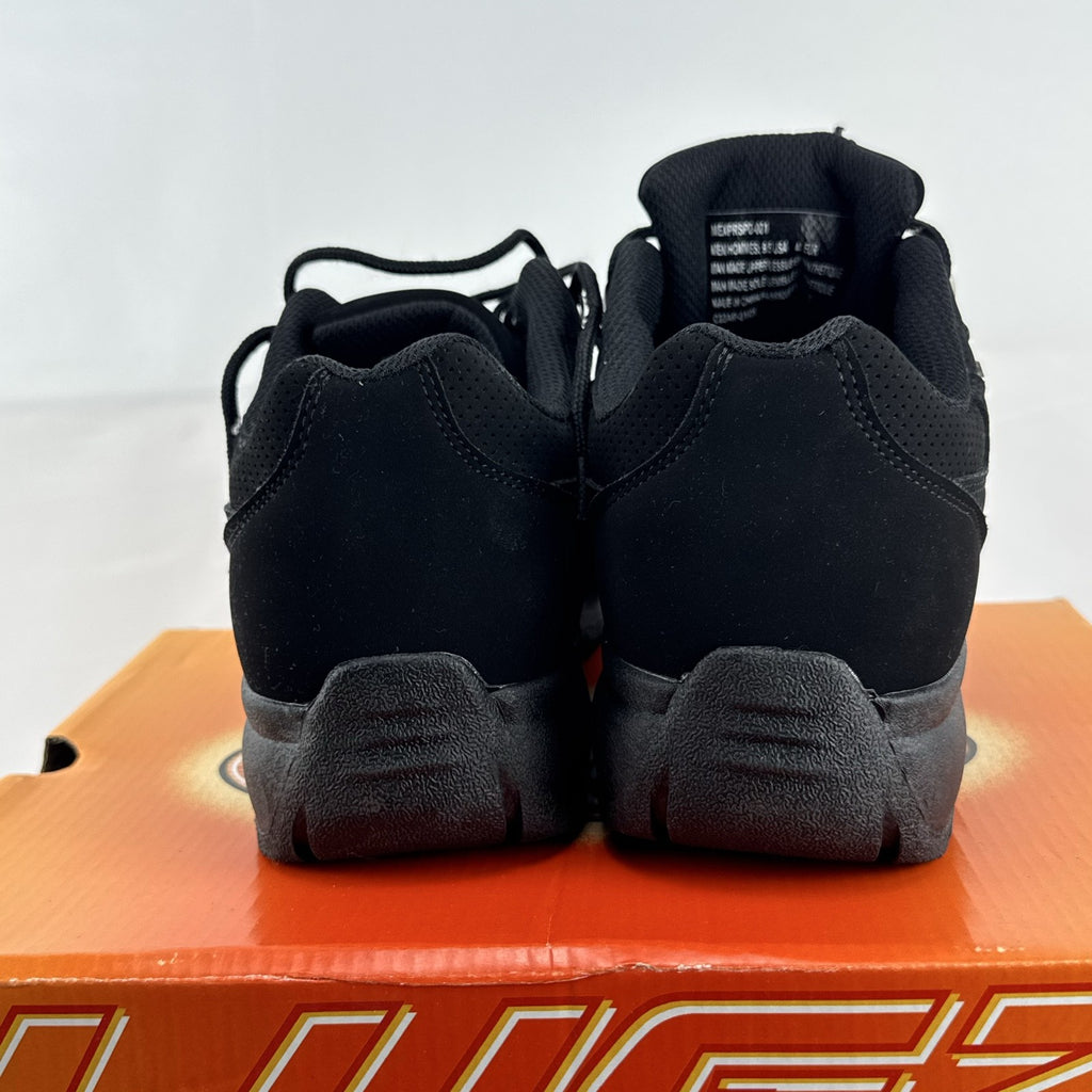 Lugz Express men's low-top sneakers in all-black faux suede, size 9.5