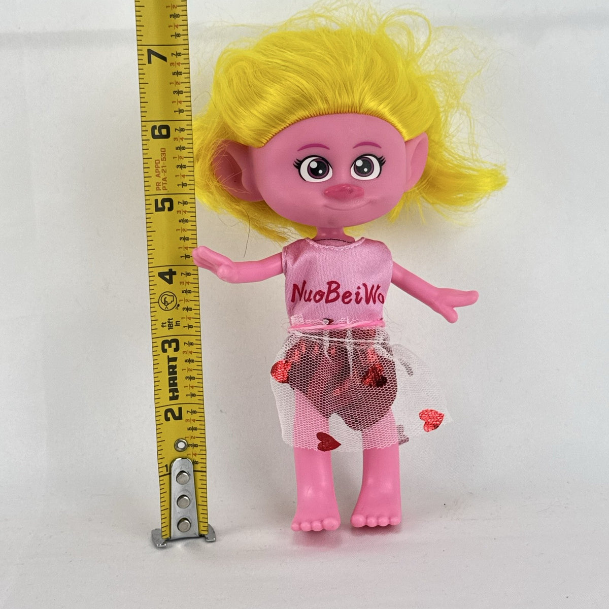 Mattel Trolls Band Together Viva 7-inch articulated doll with yellow hair and heart-accented tulle skirt