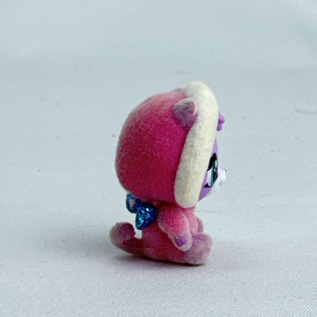 Spin Master Hatchimals CollEGGtibles flocked pink and purple bear mini figure with blue glitter wings