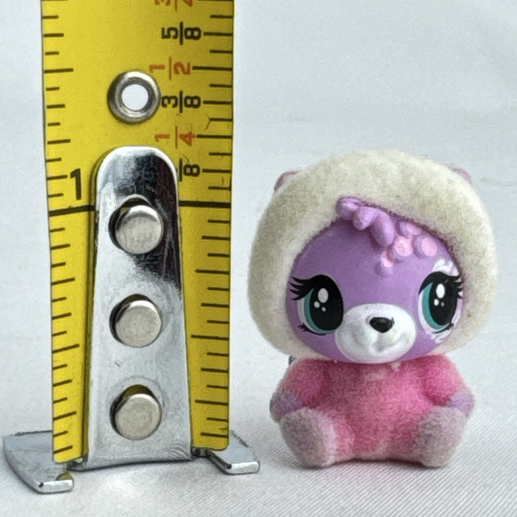 Spin Master Hatchimals CollEGGtibles flocked pink and purple bear mini figure with blue glitter wings