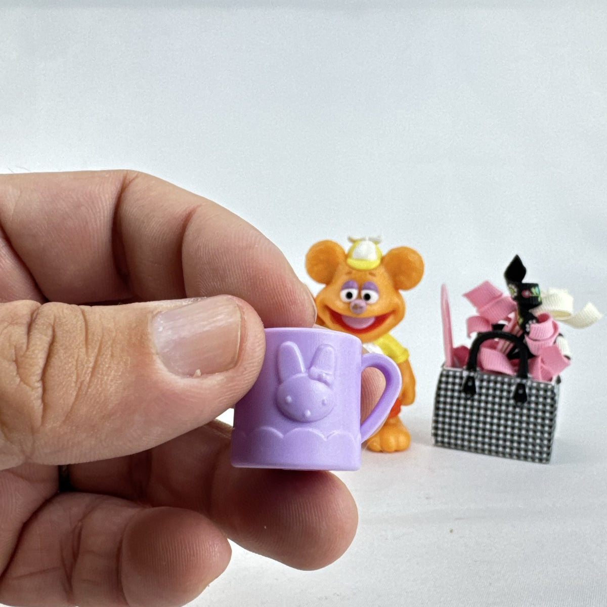 Just Play Disney Muppet Babies Fozzie Bear and Palace Pets pony plastic mini figures with mug and tote bag accessories
