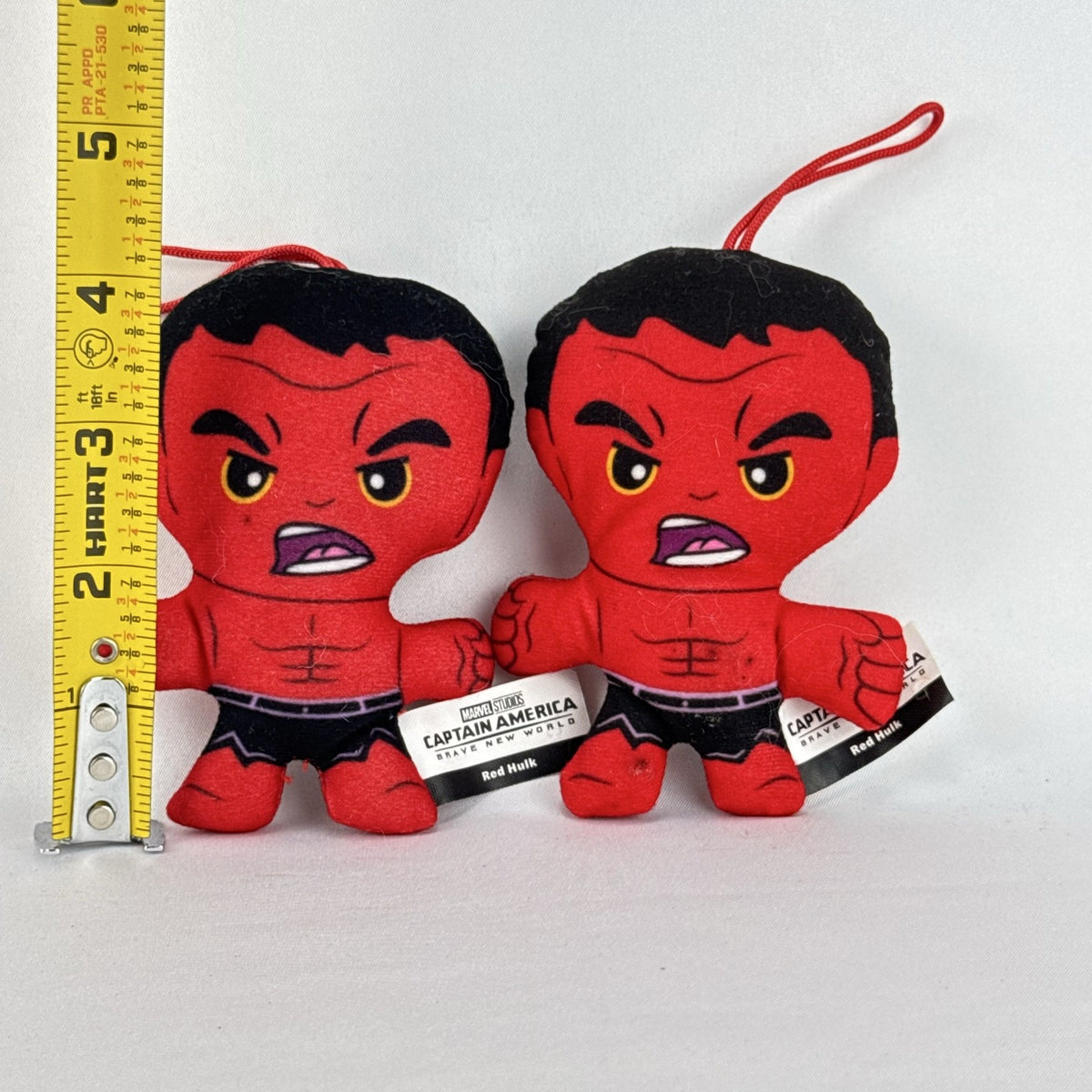 Set of two McDonald's 2024 Marvel Red Hulk plush hanging toys with original tags