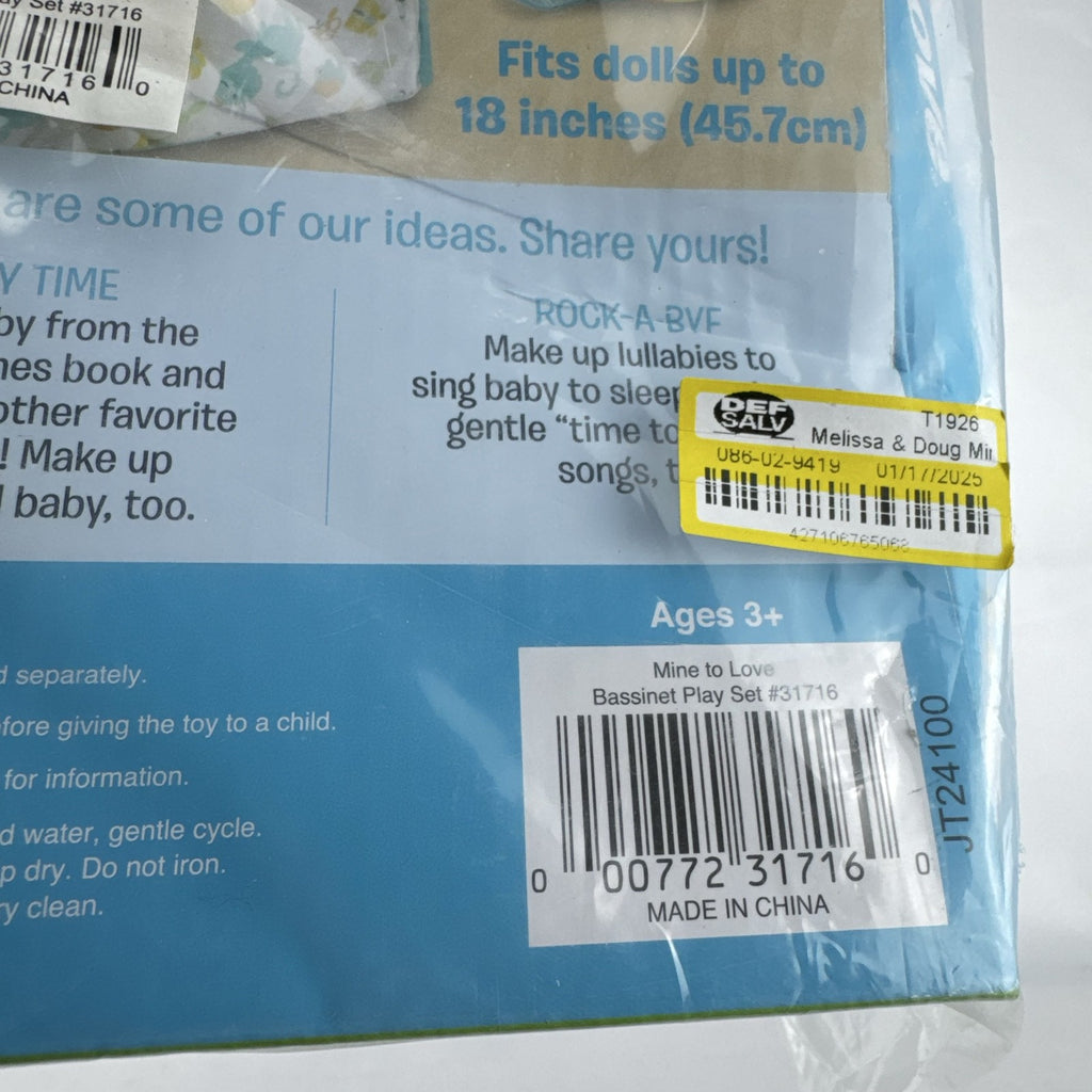 Melissa & Doug Mine to Love baby doll bassinet play set in sealed packaging fitting dolls up to 18 inches