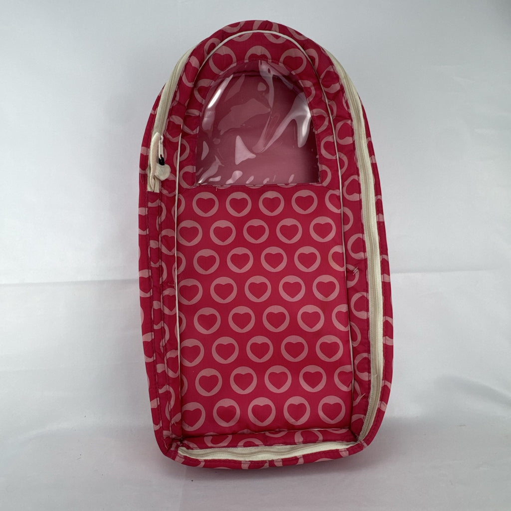 Our Generation Going My Way pink hearts doll carrier backpack for 18-inch dolls with clear window
