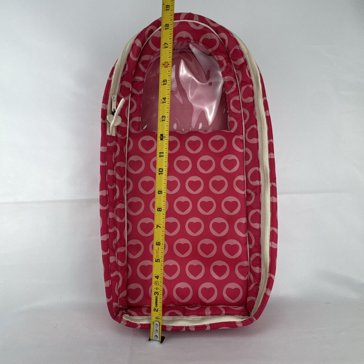 Our Generation Going My Way pink hearts doll carrier backpack for 18-inch dolls with clear window