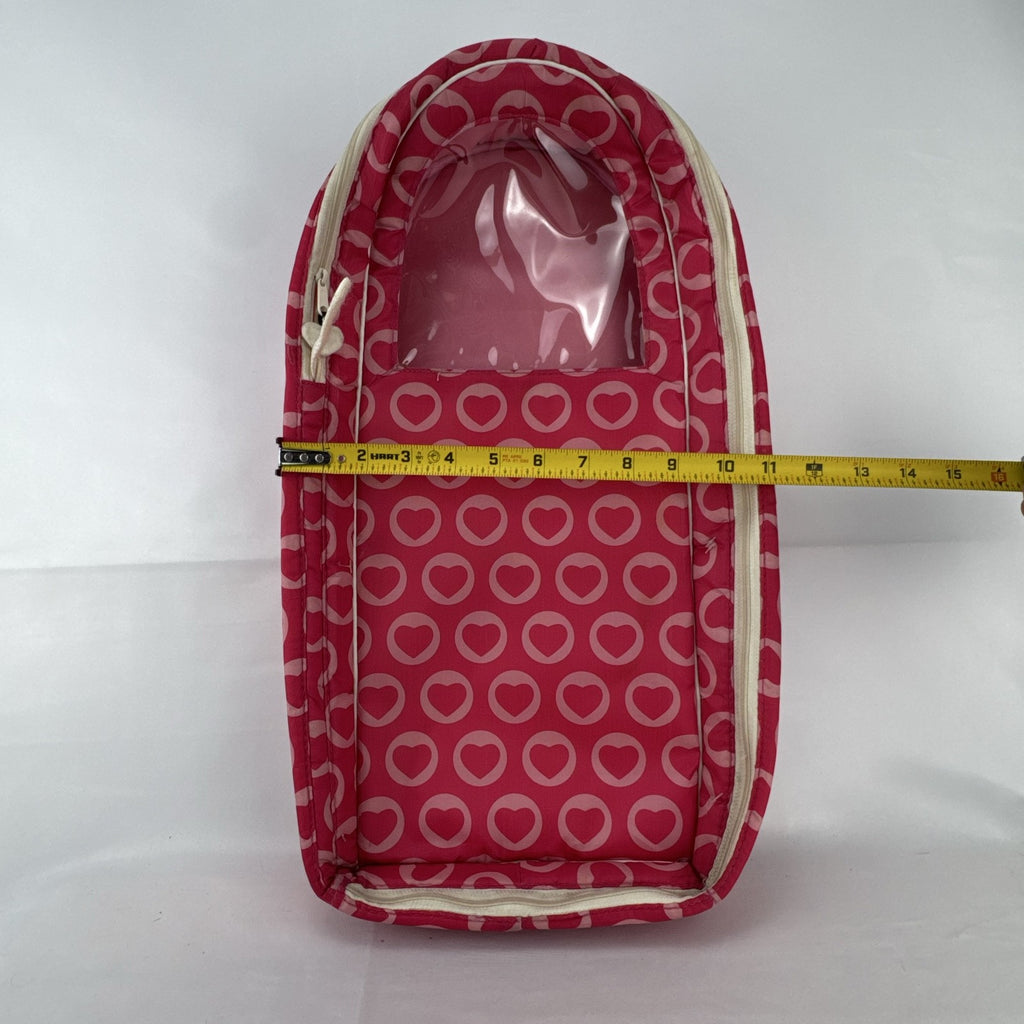 Our Generation Going My Way pink hearts doll carrier backpack for 18-inch dolls with clear window