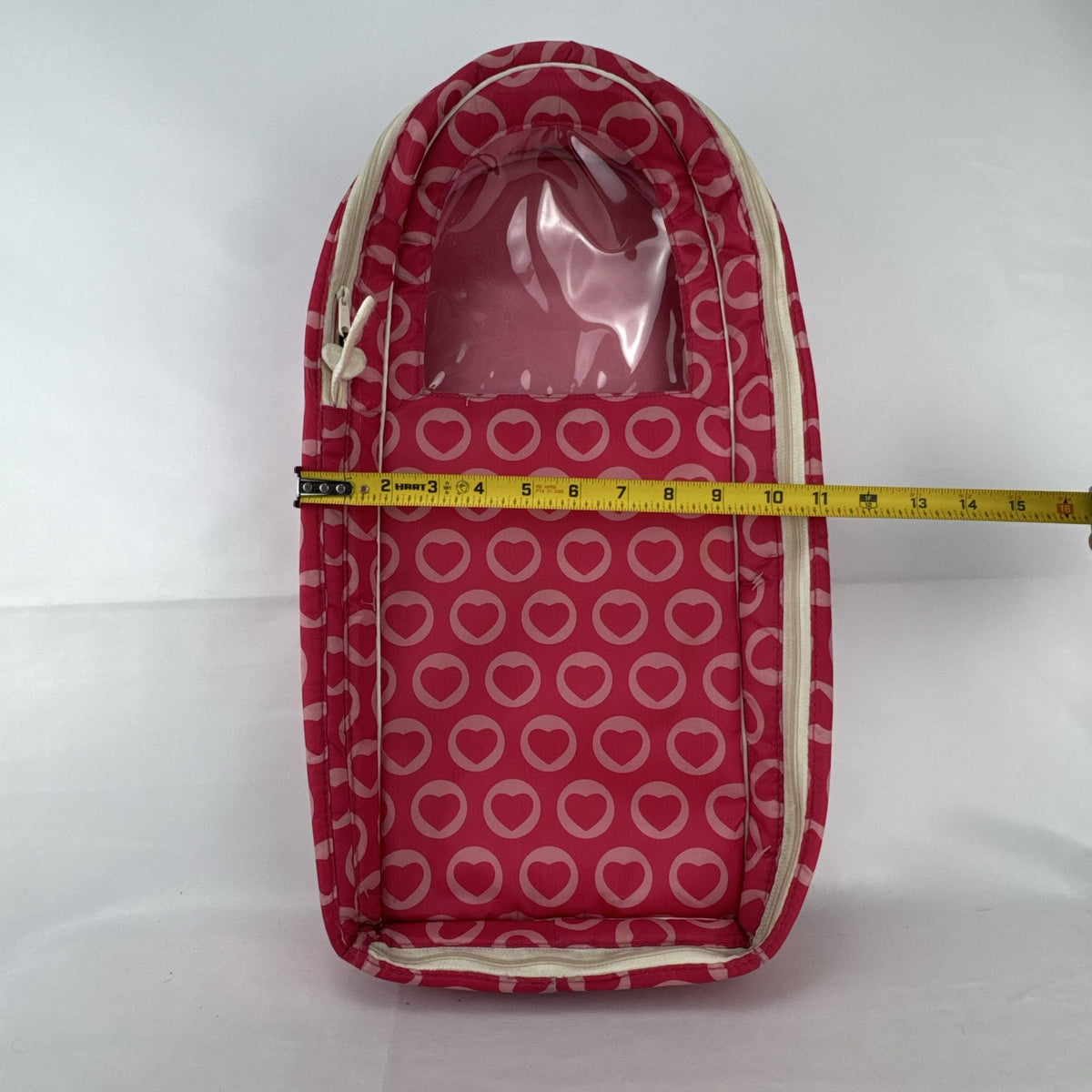 Our Generation Going My Way pink hearts doll carrier backpack for 18-inch dolls with clear window