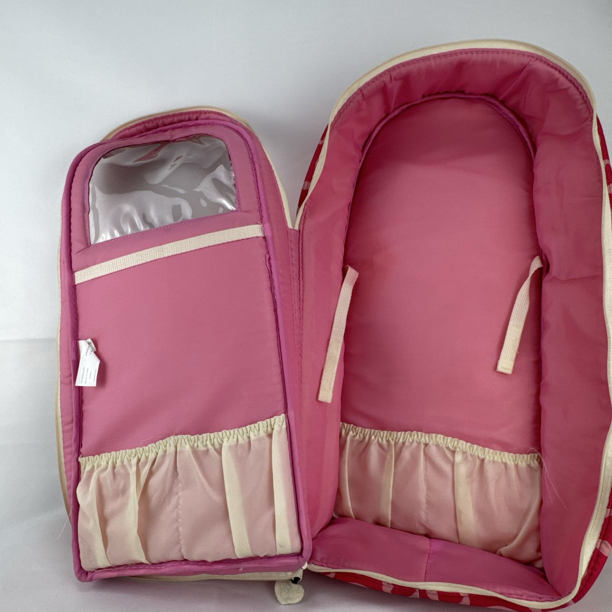 Our Generation Going My Way pink hearts doll carrier backpack for 18-inch dolls with clear window