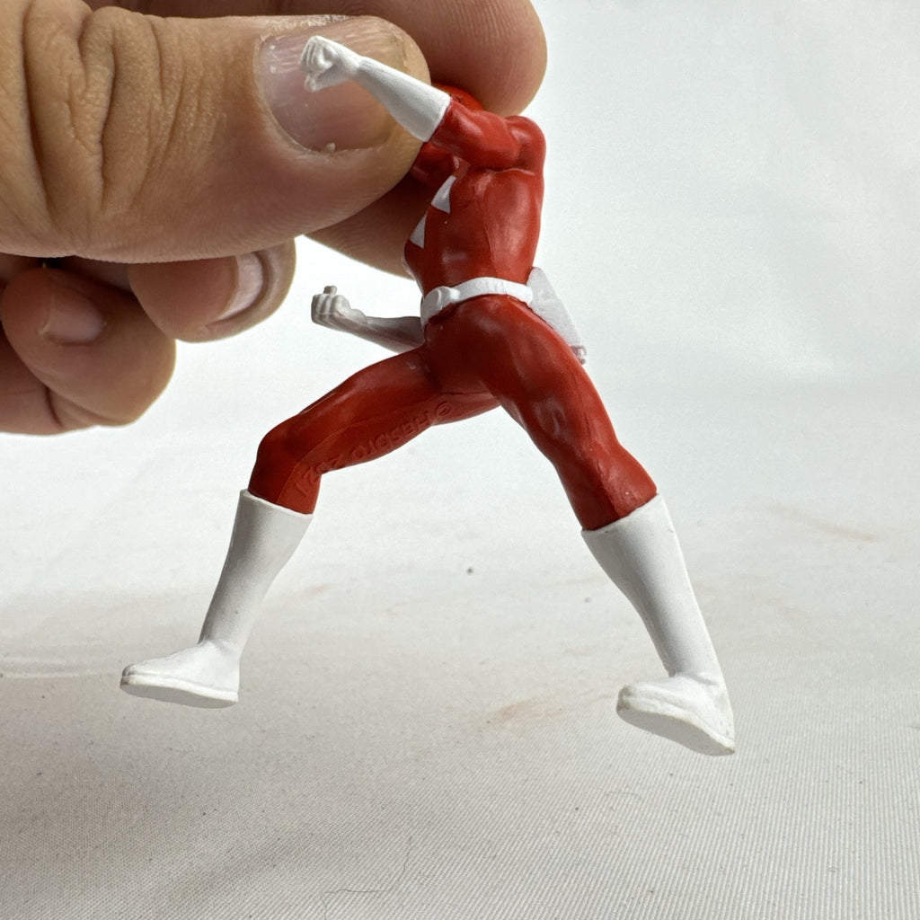 Hasbro 2021 Mighty Morphin Power Rangers Red and Yellow Ranger PVC mini figures standing in battle poses