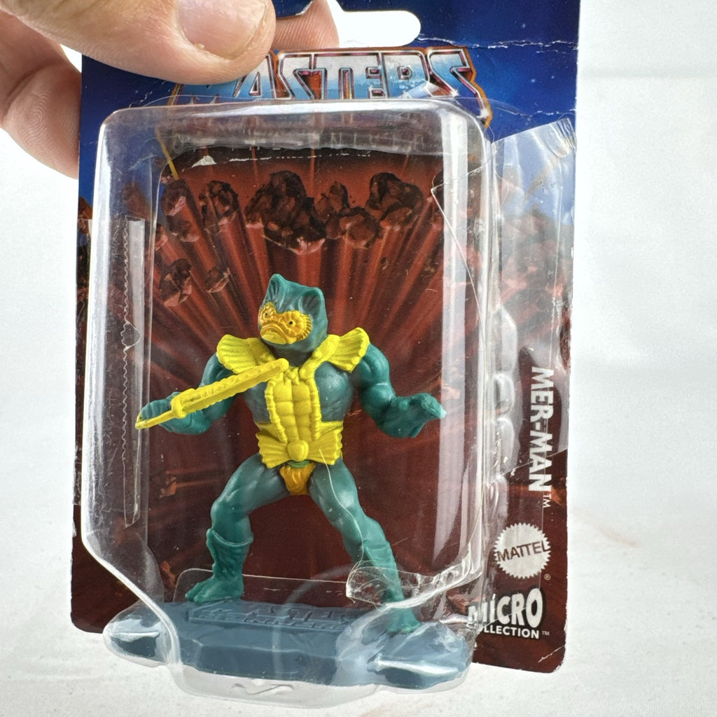 Mattel Masters of the Universe Micro Collection Mer-Man and Man-At-Arms blister-carded mini figures