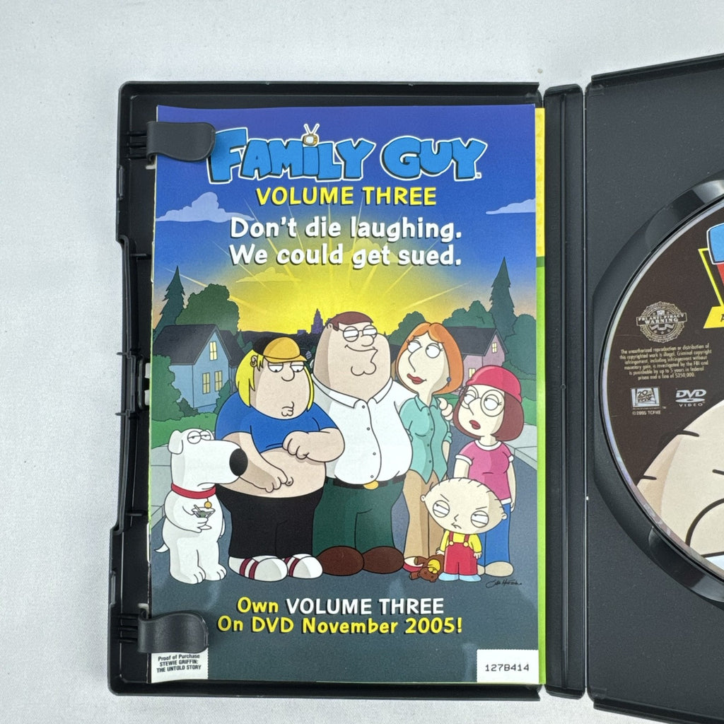 Family Guy Presents Stewie Griffin The Untold Story uncensored edition DVD case and disc