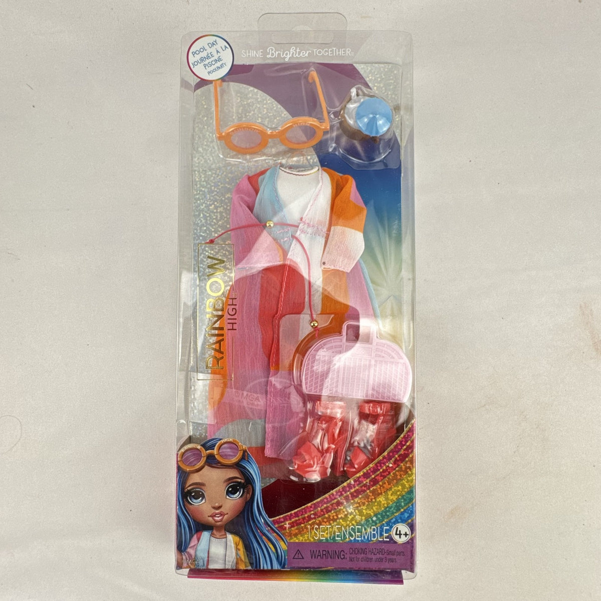 Rainbow High Pool Day Fashion Pack 6-piece doll swimwear outfit sealed in original packaging