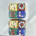 EsScential Ideas NOEL patchwork quilt block novelty candles, set of 2