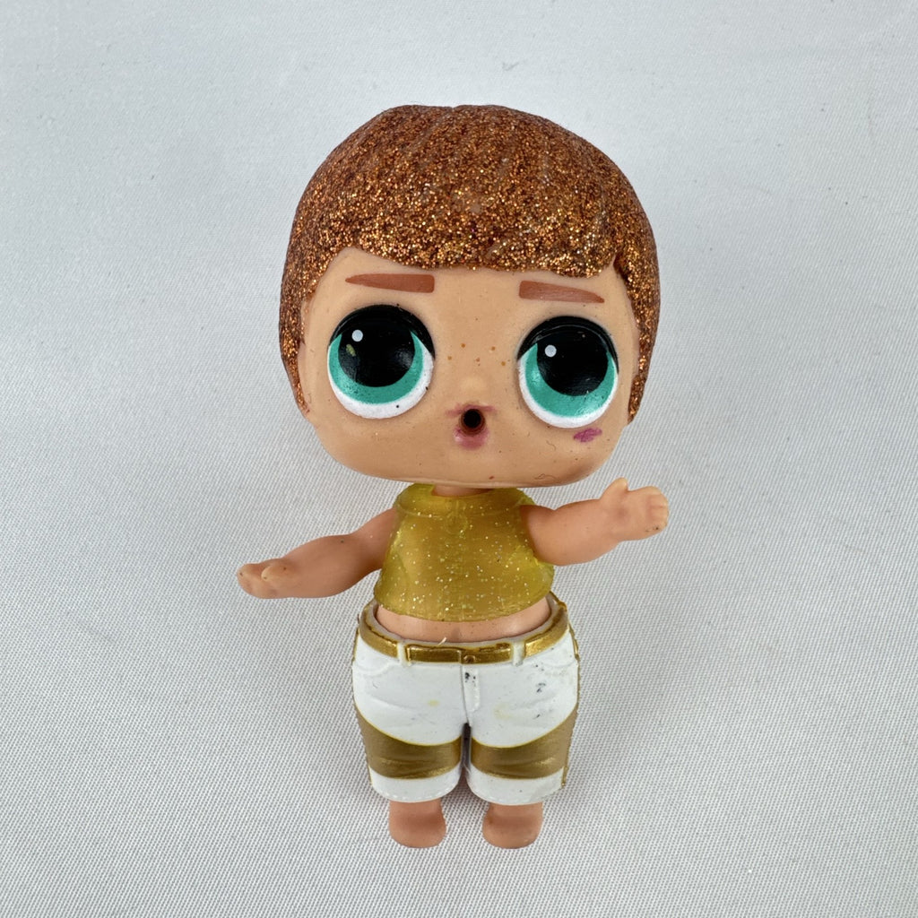 MGA L.O.L. Surprise! Boys His Royal High-Ness doll with glitter hair and gold outfit